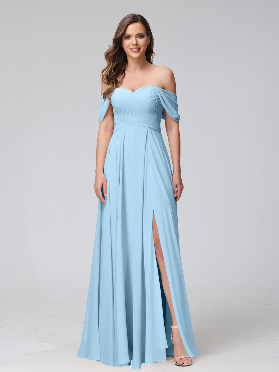Yvette Sky Blue side view bridesmaid dress
