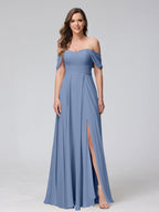 Yvette Steel Blue front view bridesmaid dress