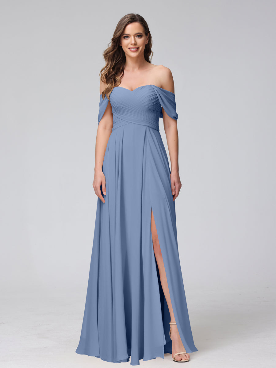 Yvette Steel Blue front view bridesmaid dress