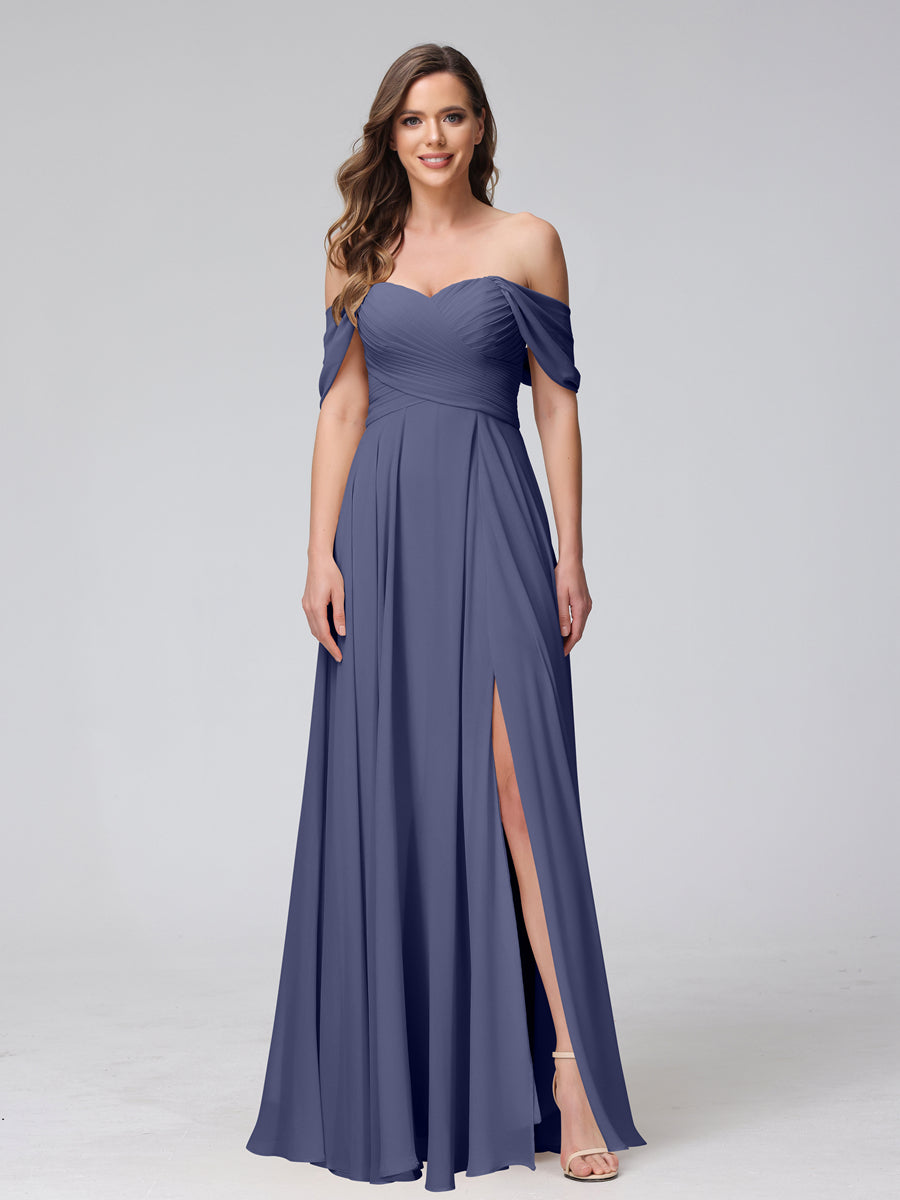 Yvette Dusty Blue back view bridesmaid dress