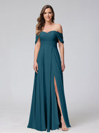 Yvette Teal front view bridesmaid dress