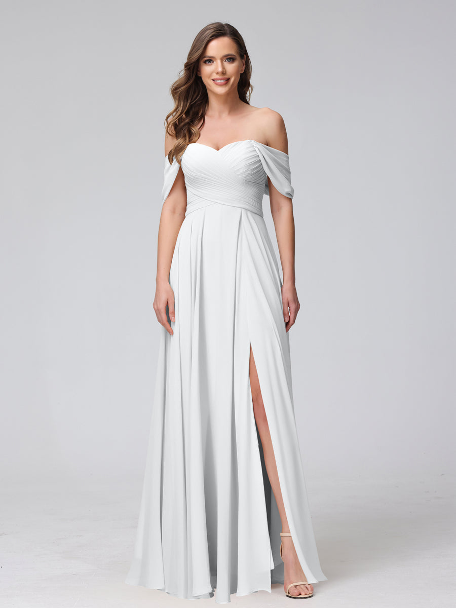 Yvette White front view bridesmaid dress