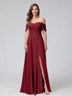 Yvette Burgundy back view bridesmaid dress