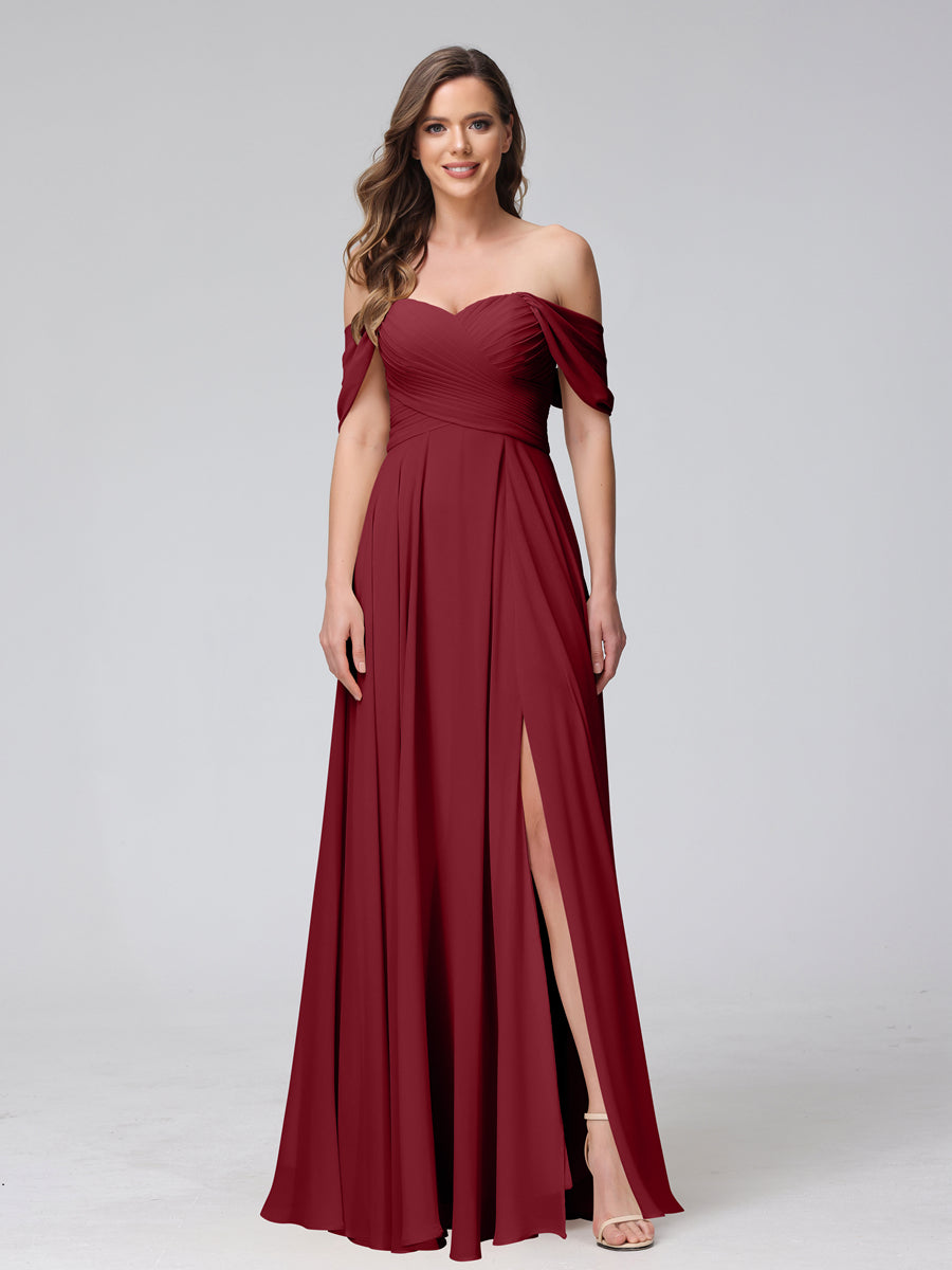 Yvette Burgundy back view bridesmaid dress