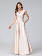 Renata Champagne side view bridesmaid dress