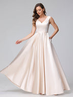 Renata Champagne bodice detail bridesmaid dress