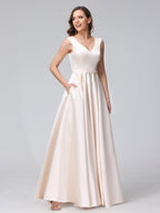 Renata Champagne fabric detail bridesmaid dress