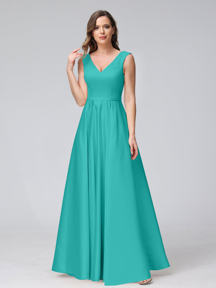 Renata Turquoise front view bridesmaid dress