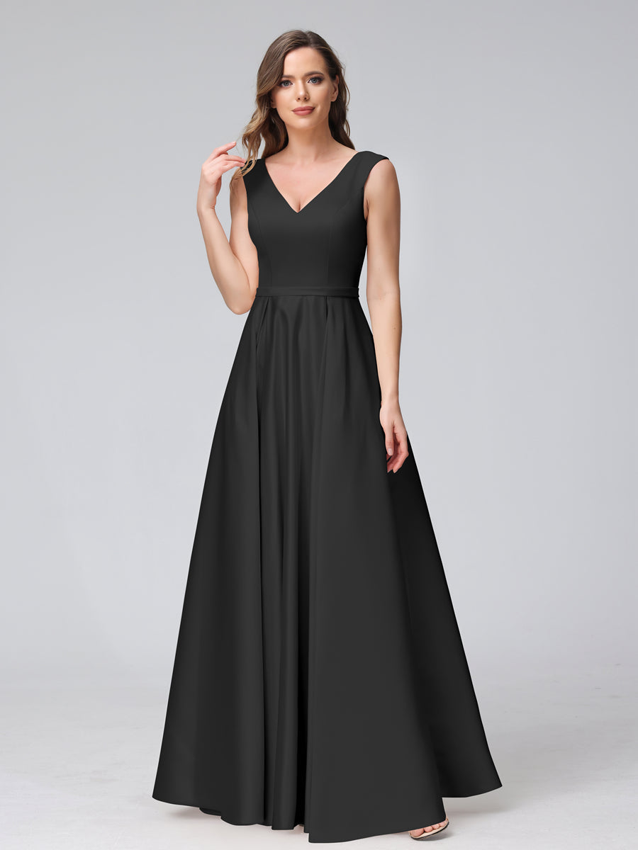 Renata Black front view bridesmaid dress
