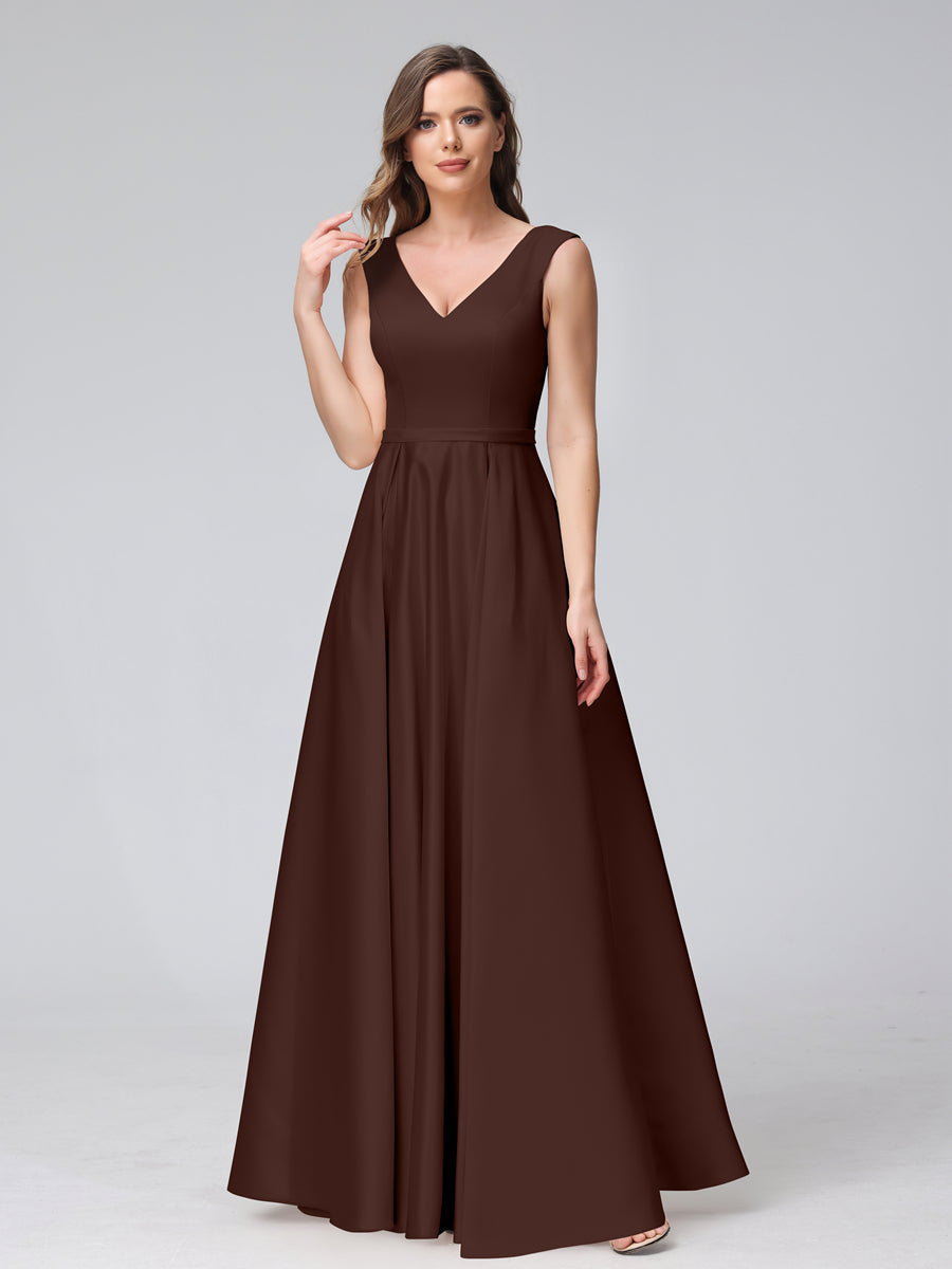 Renata Brown front view bridesmaid dress