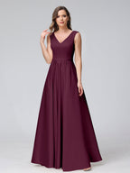 Renata Burgundy front view bridesmaid dress