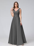 Renata Grey front view bridesmaid dress