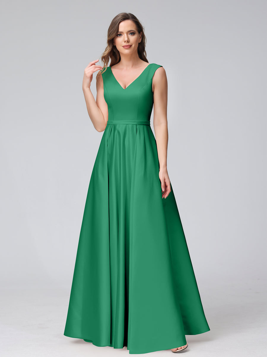Renata Forest Green front view bridesmaid dress