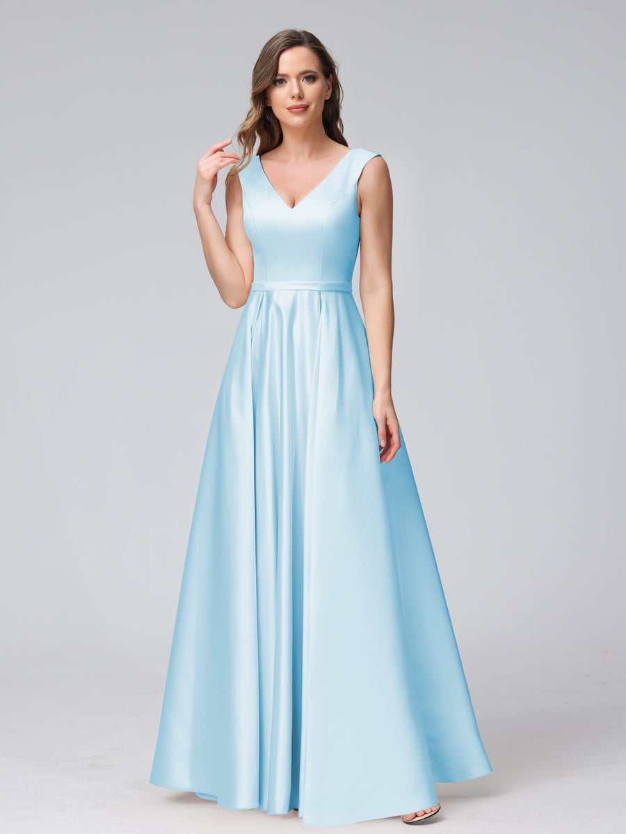 Renata Sky Blue back view bridesmaid dress