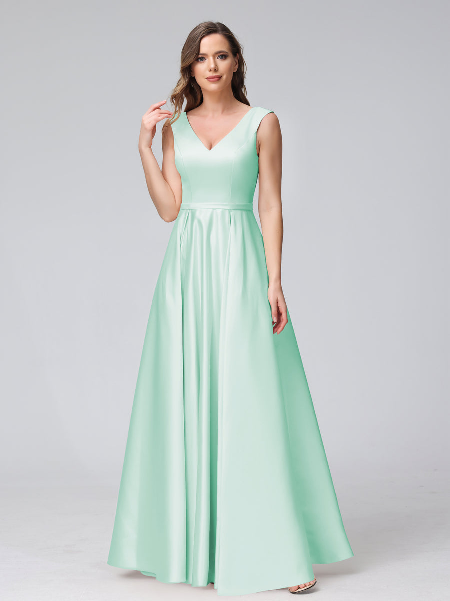 Renata Pool Blue front view bridesmaid dress