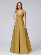 Renata Gold front view bridesmaid dress