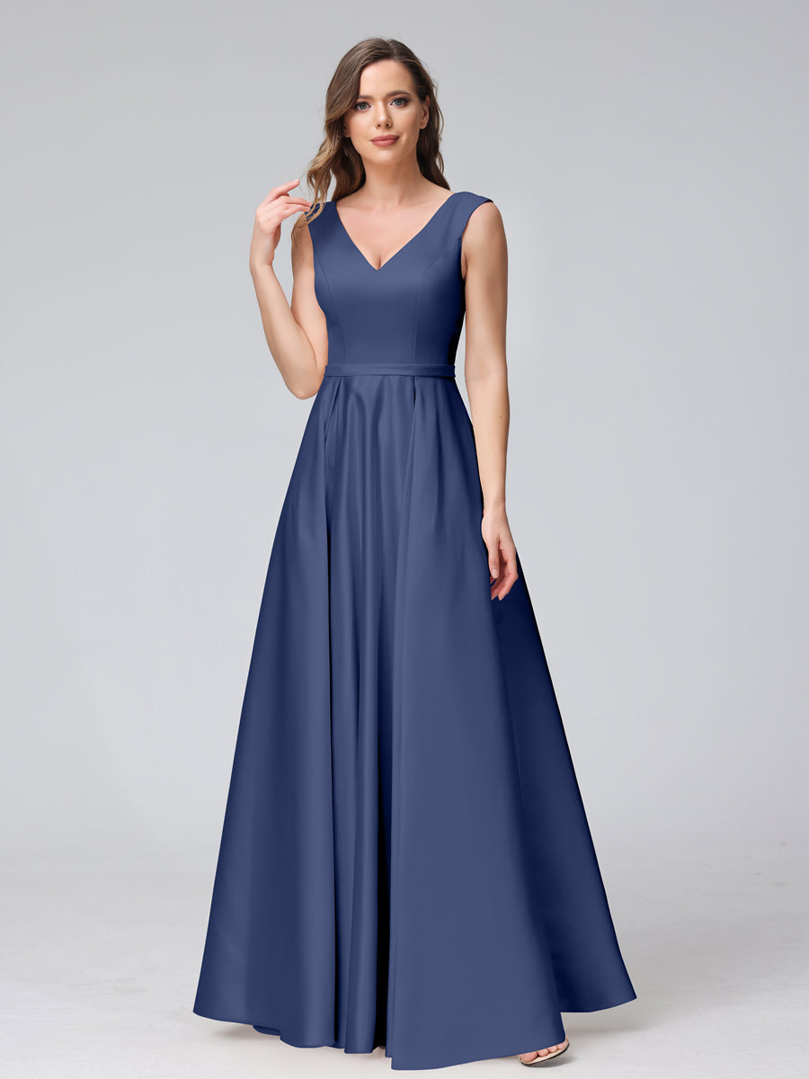 Renata Navy Blue front view bridesmaid dress