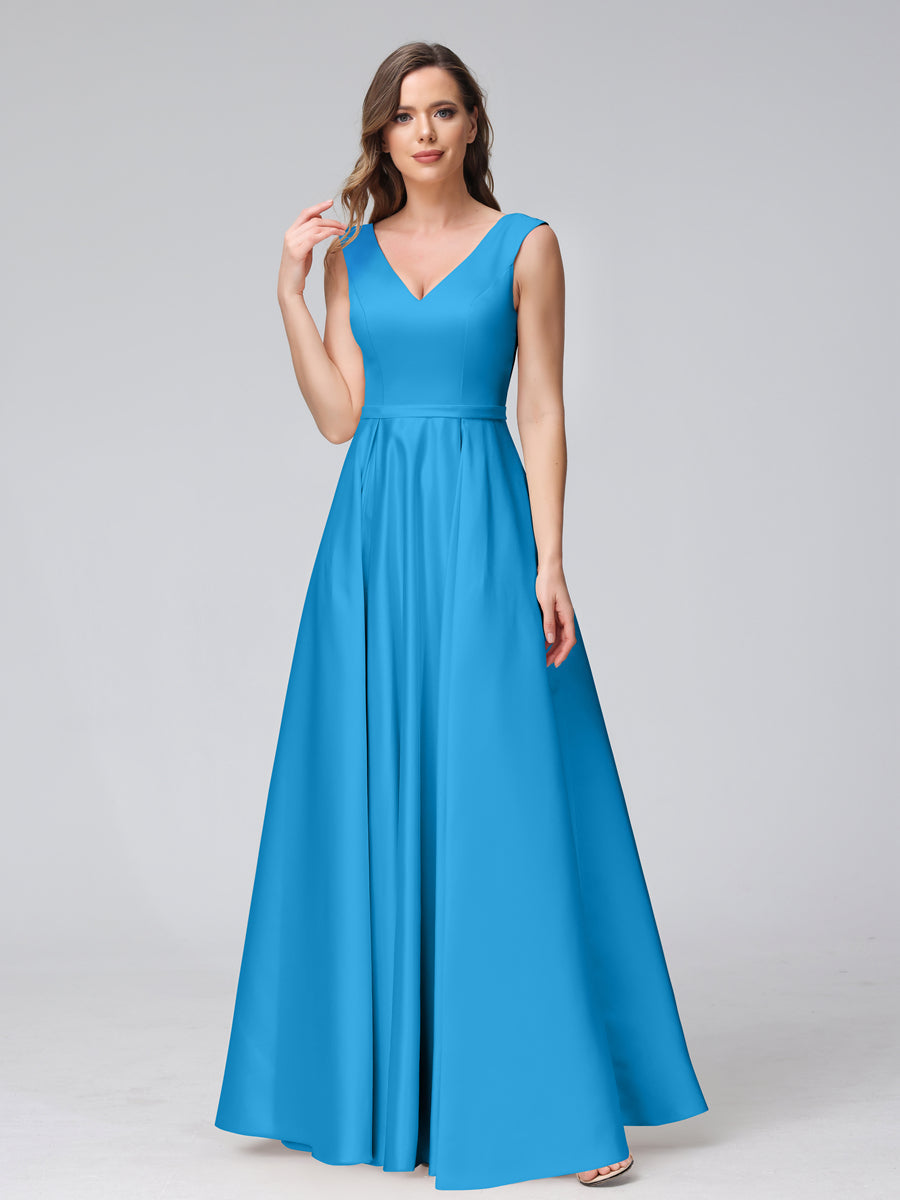 Renata Ocean Blue front view bridesmaid dress