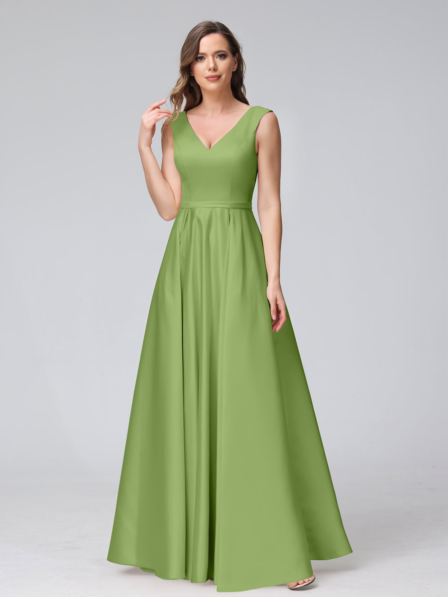 Renata Olive Green front view bridesmaid dress