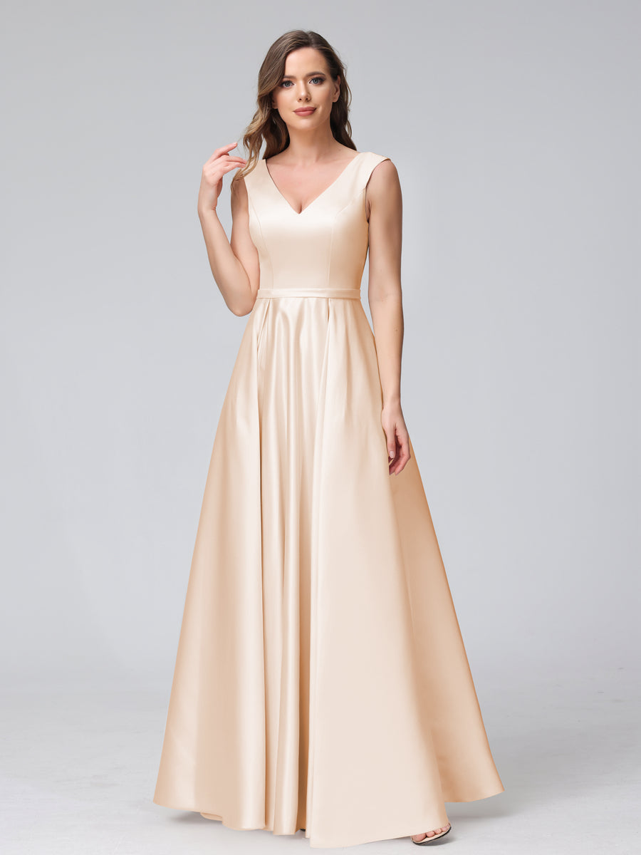 Renata Peach front view bridesmaid dress