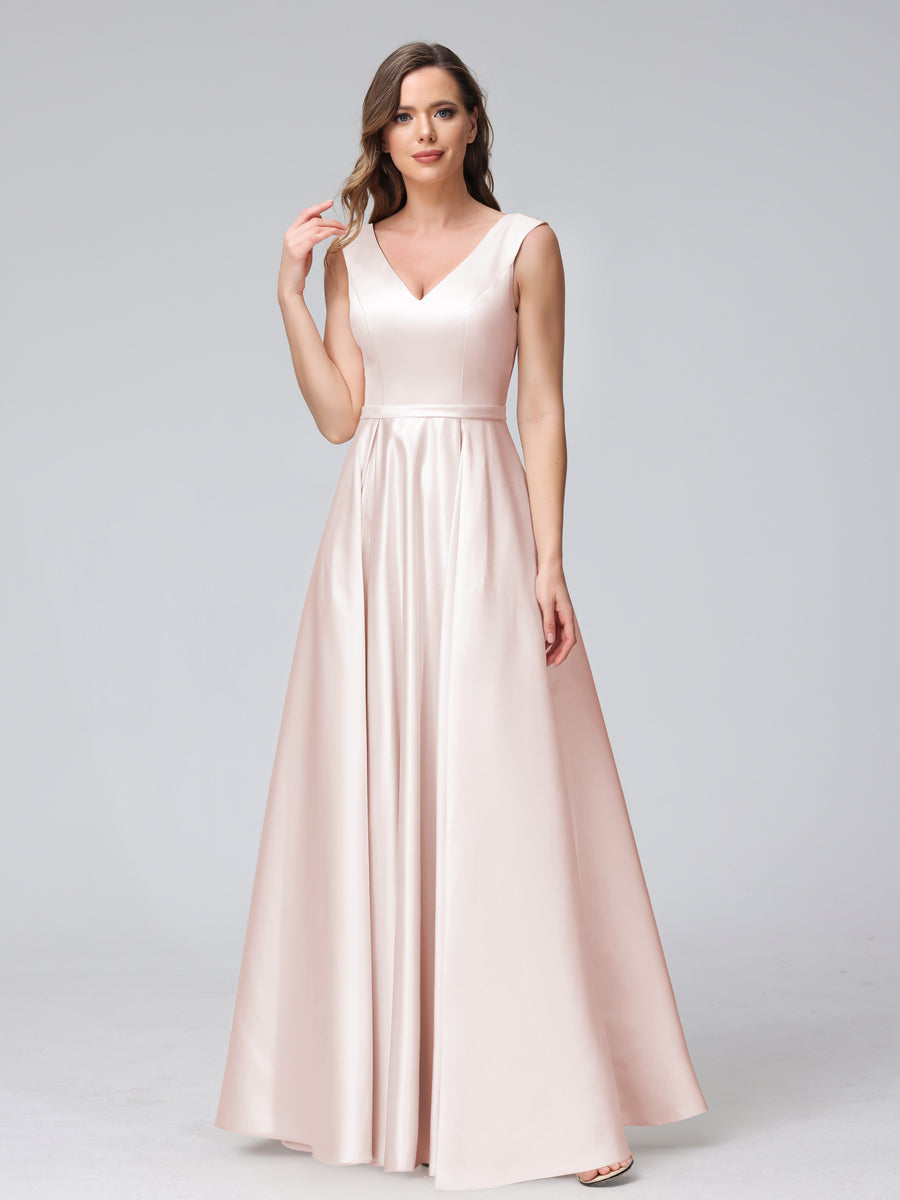 Renata Pearl Pink front view bridesmaid dress