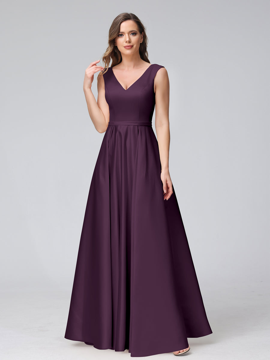 Renata Plum back view bridesmaid dress