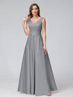 Renata Steel Grey front view bridesmaid dress