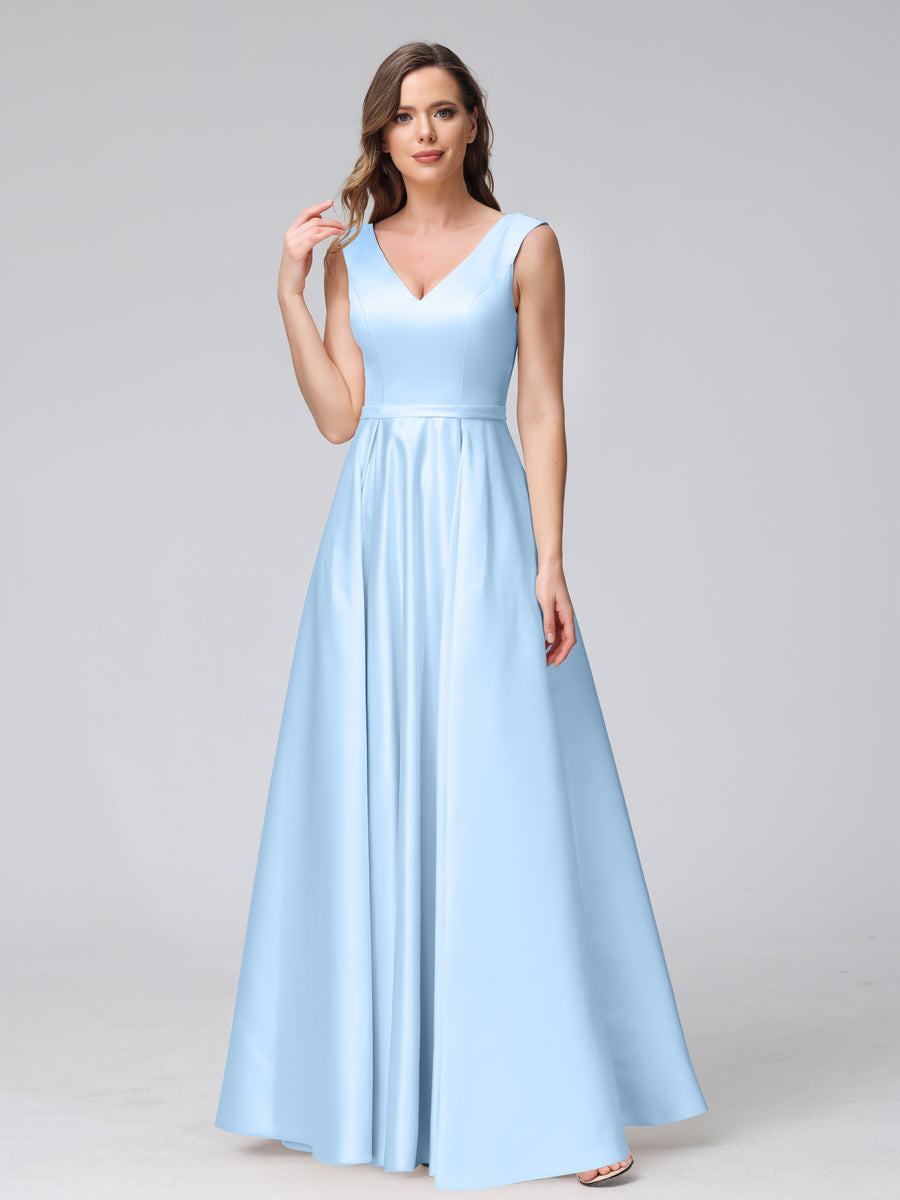 Renata Sky Blue side view bridesmaid dress