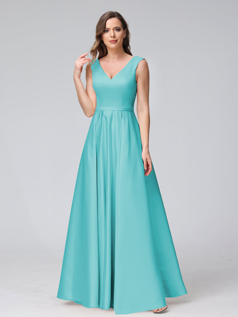 Renata Turquoise back view bridesmaid dress