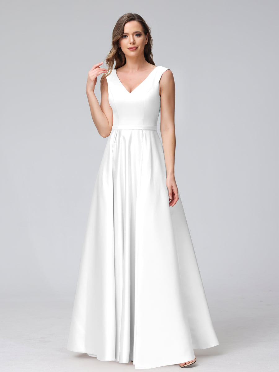 Renata White front view bridesmaid dress