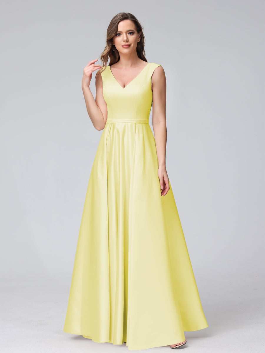 Renata Yellow front view bridesmaid dress