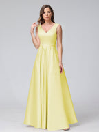 Renata Yellow front view bridesmaid dress