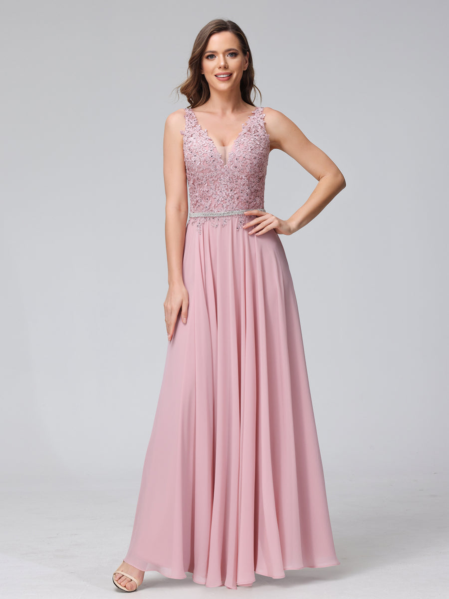 Brielle dusty rose side view prom dress