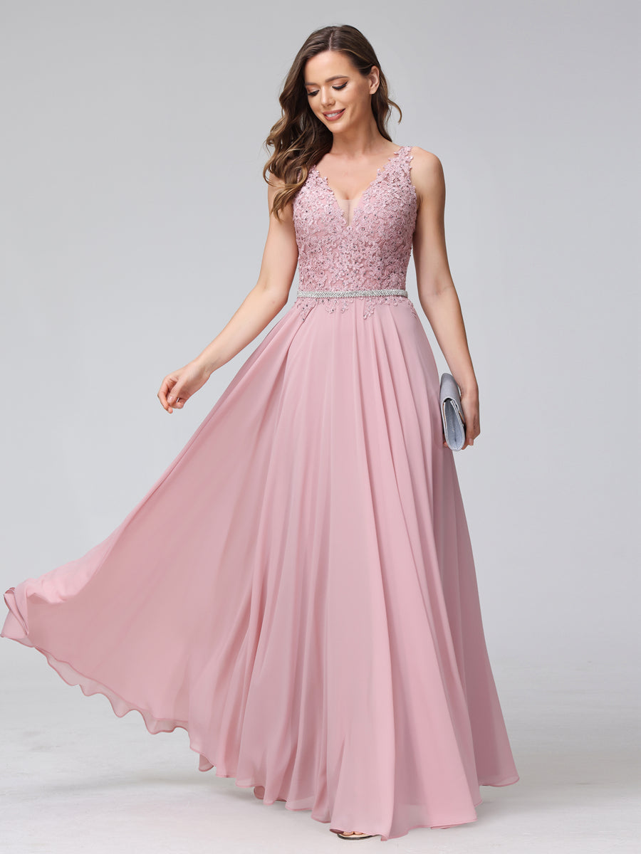 Brielle dusty rose bodice detail prom dress