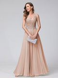 Brielle blush front view prom dress