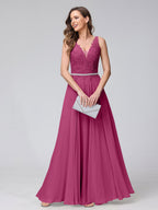 Brielle fuchsia front view prom dress