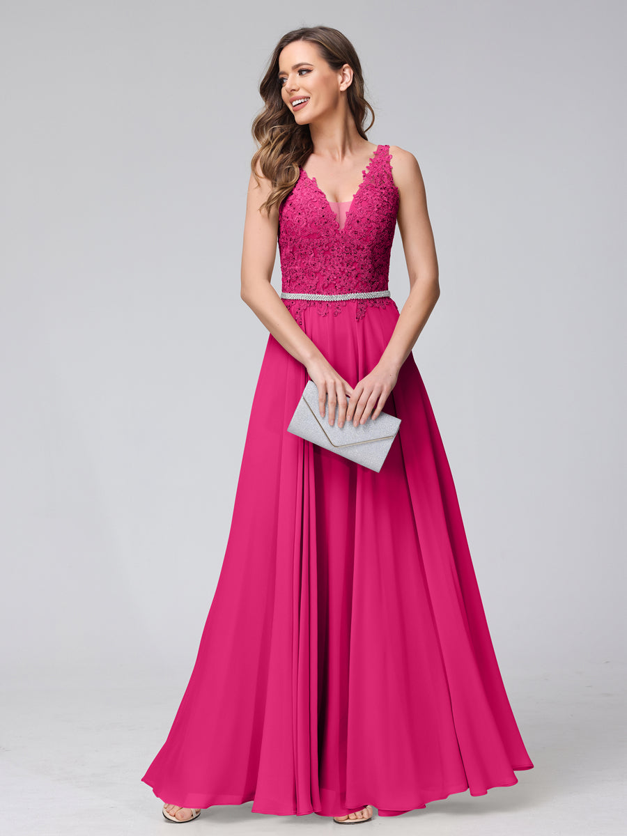 Brielle hot pink alternate front view 2 prom dress