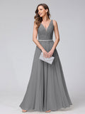 Brielle grey front view prom dress