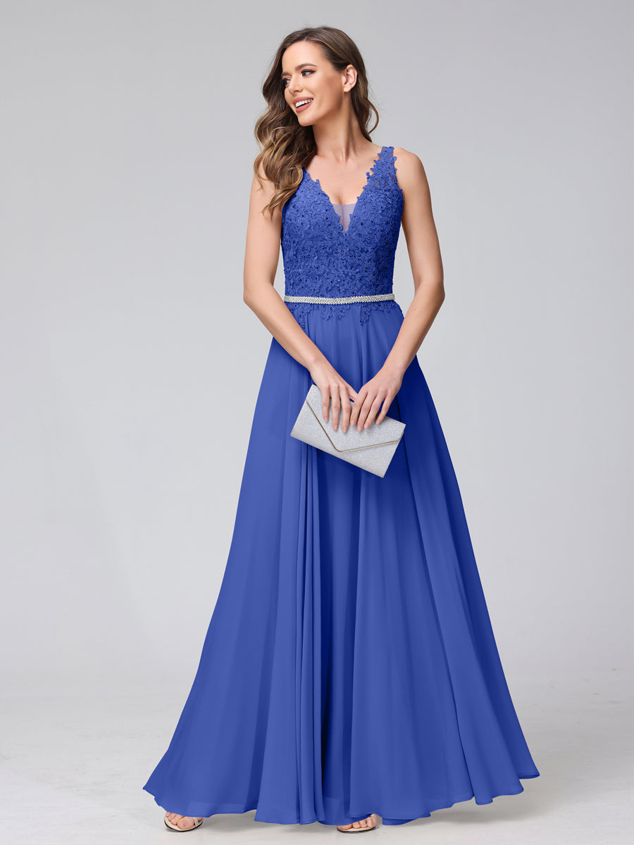 Brielle royal blue front view prom dress
