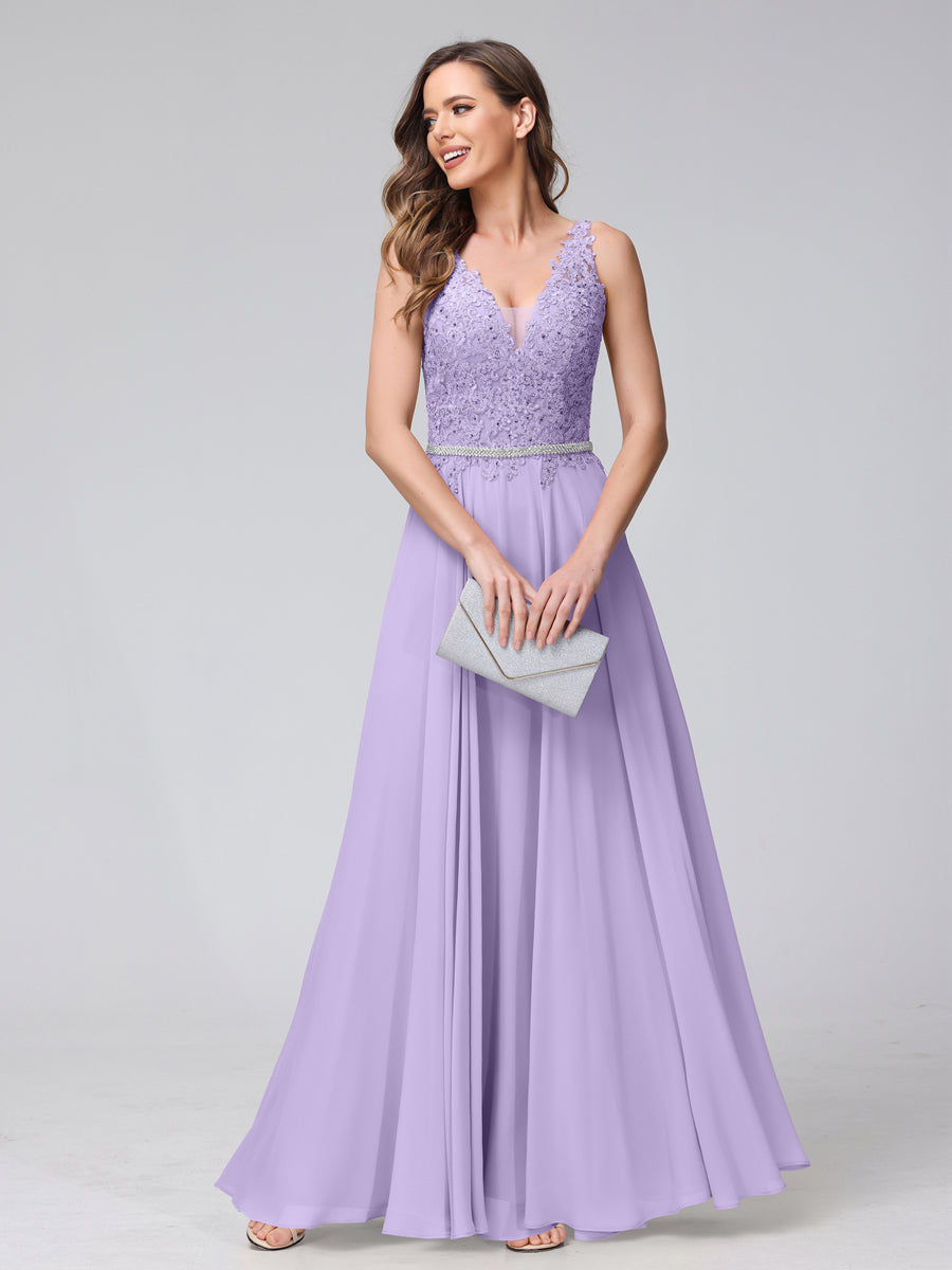 Brielle lilac front view prom dress