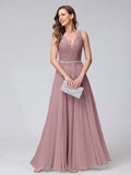 Brielle mauve front view prom dress