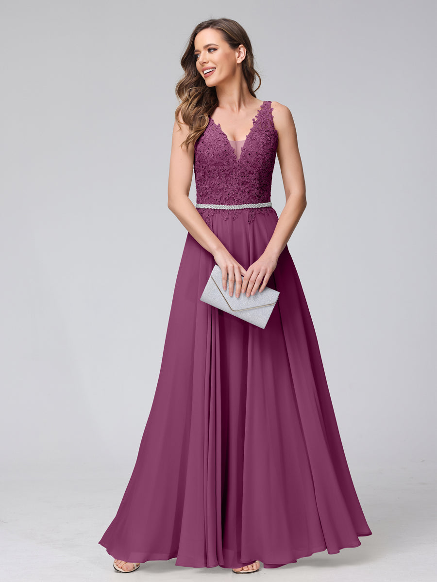 Brielle orchid front view prom dress