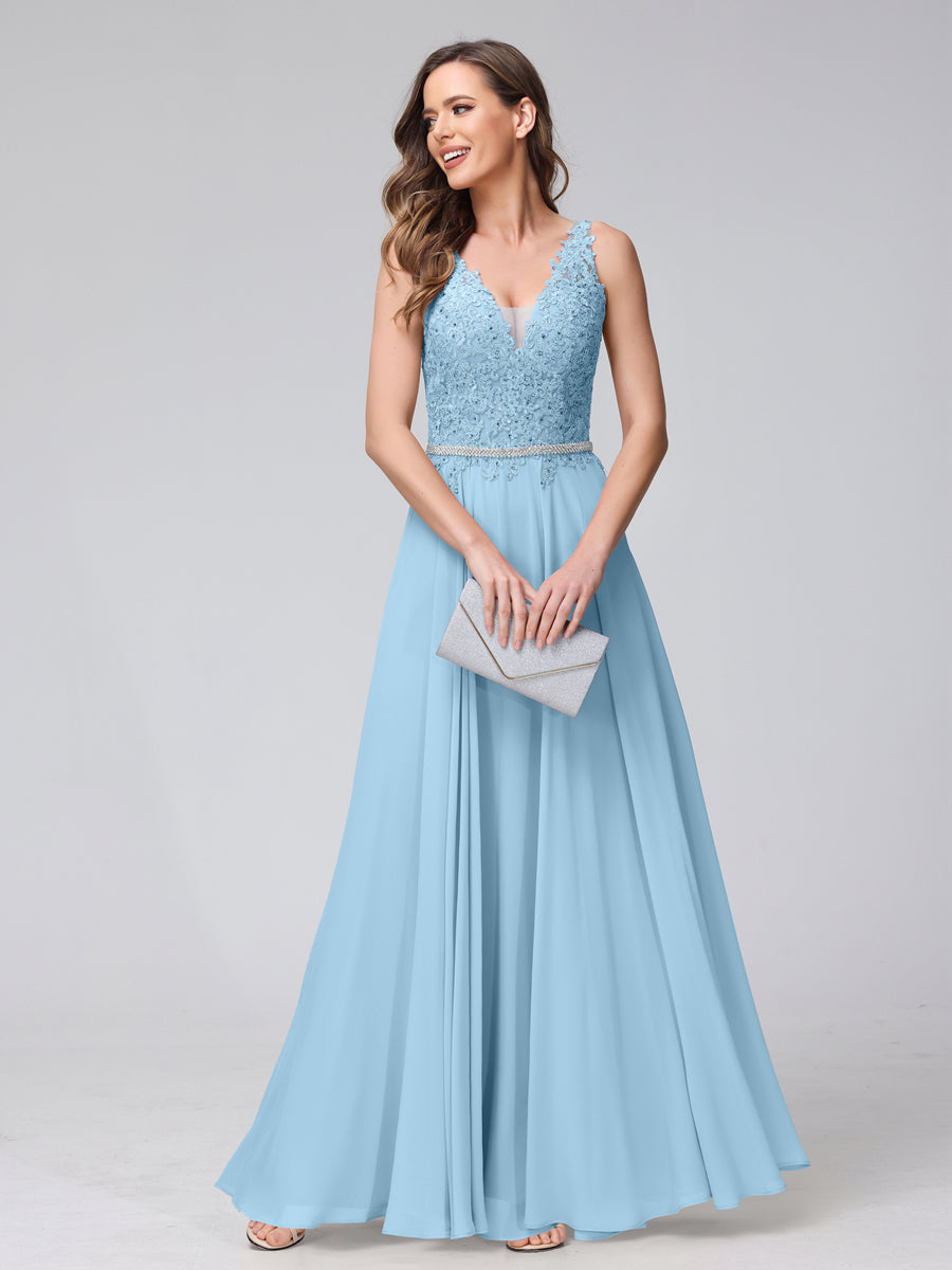 Brielle sky blue alternate front view 3 prom dress