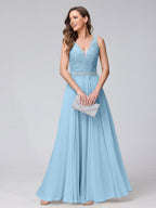 Brielle sky blue alternate front view 3 prom dress