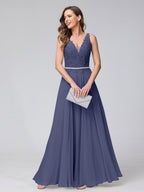 Brielle dusty blue alternate front view 2 prom dress
