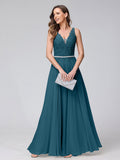 Brielle teal front view prom dress