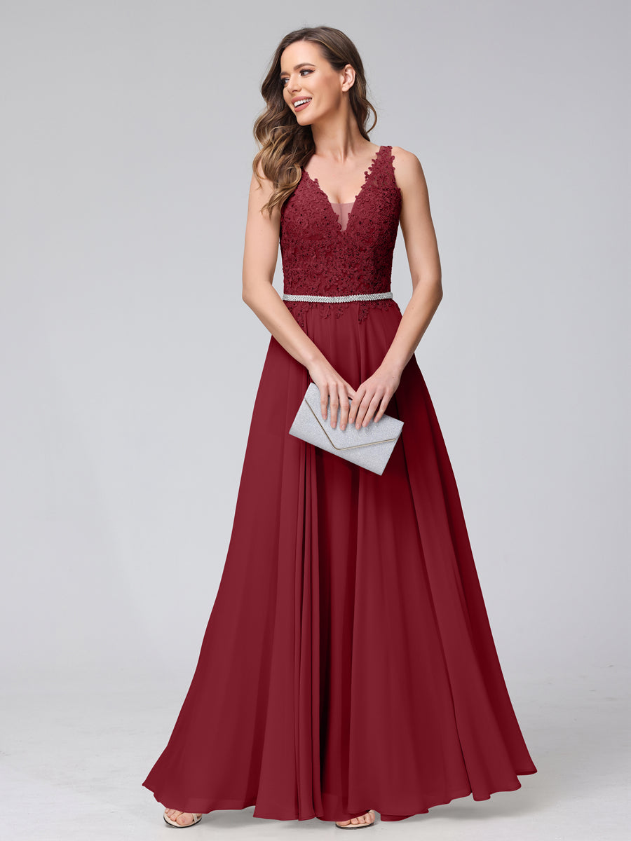 Brielle burgundy alternate front view 2 prom dress