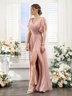 Valeria Dusty Rose hem detail bridesmaid dress