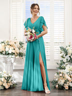Valeria Turquoise front view bridesmaid dress