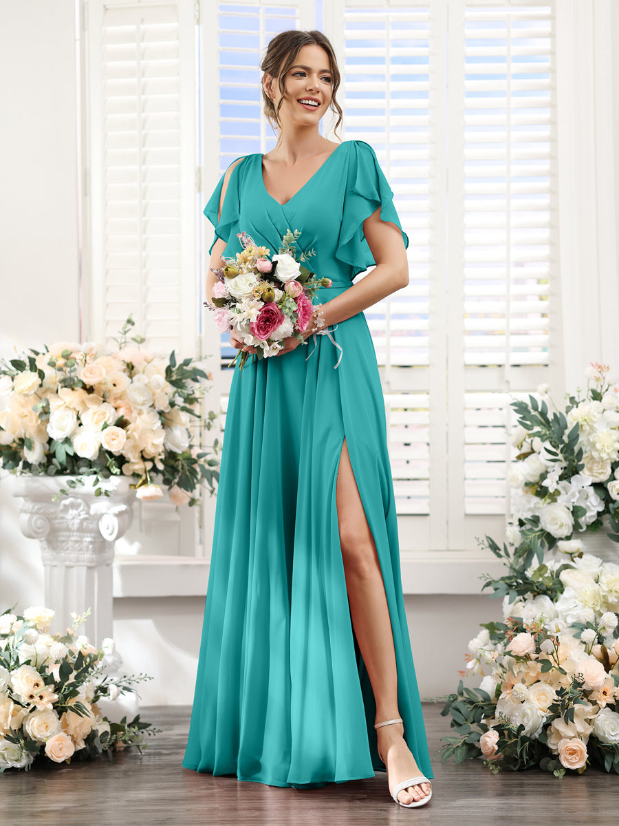Valeria Turquoise front view bridesmaid dress